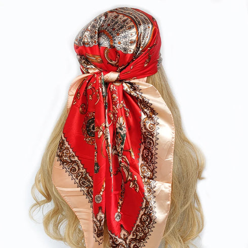 90*90cm Silk Scarf Headwraps For Women Fashion Accessory
